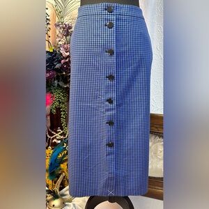 Club Monaco Navy Blue Gingham Pencil Midi Skirt (12)‼️NWT‼️